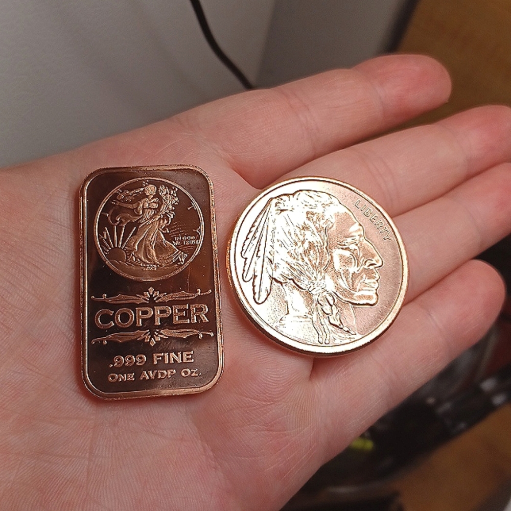 2oz copper Bar/Round Bundle 1oz Buffalo Round 1oz Standing Liberty bar .999 fine